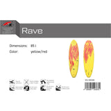 F2 Rave HD windsurf board 80-85L, size selectable, yellow/red