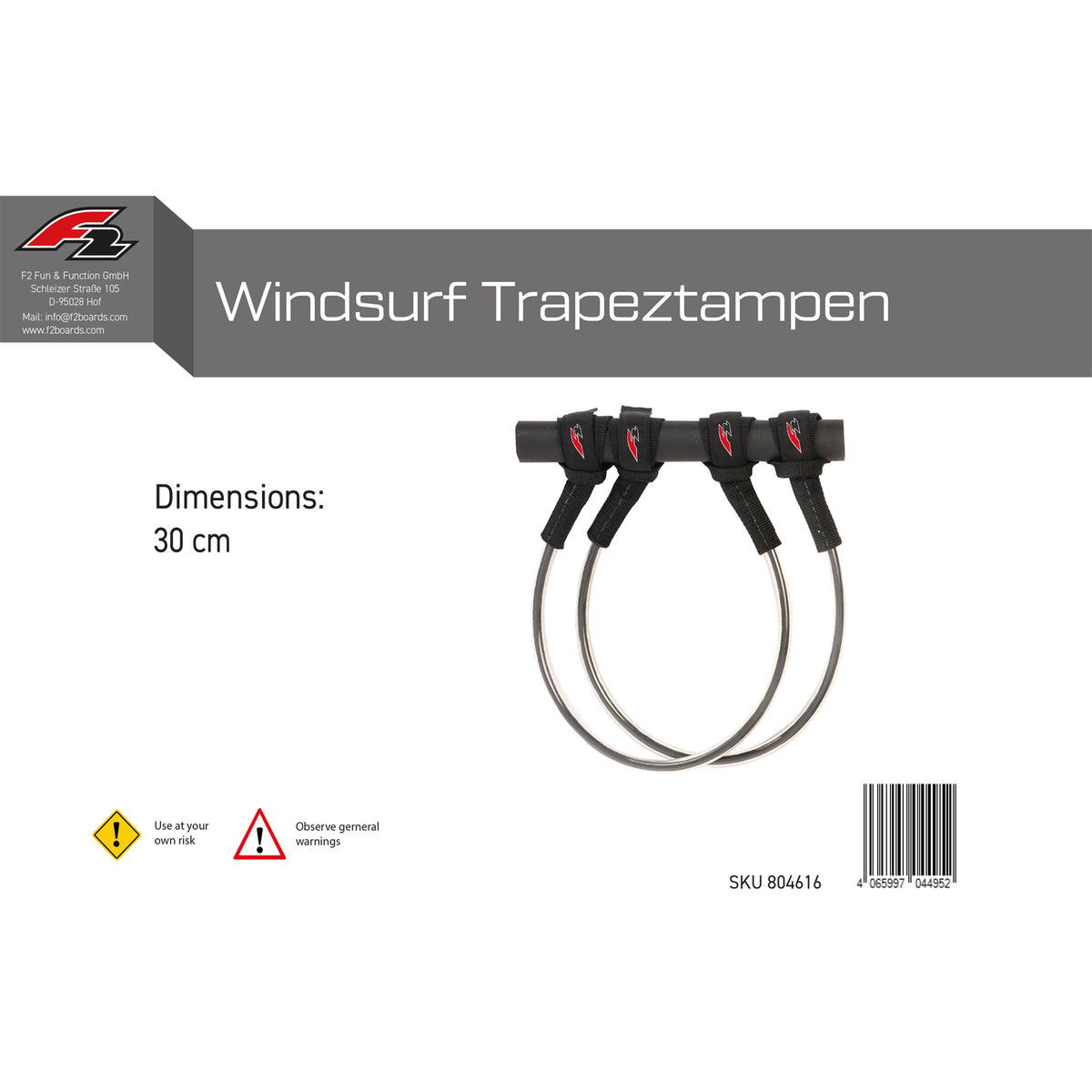 F2 Windsurf Harness Lines Fixed 22-34 cm selectable Black