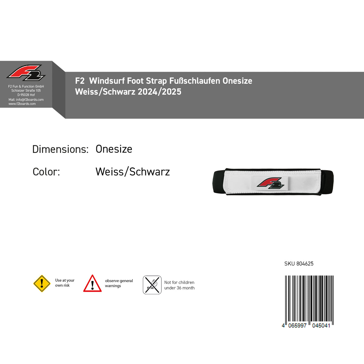 F2 Windsurf Footstraps One Size Color selectable