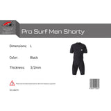 F2 Neopren Anzug Pro Surf Men Shorty Kurz XS-XXL 3/2mm Größe wählbar Schwarz