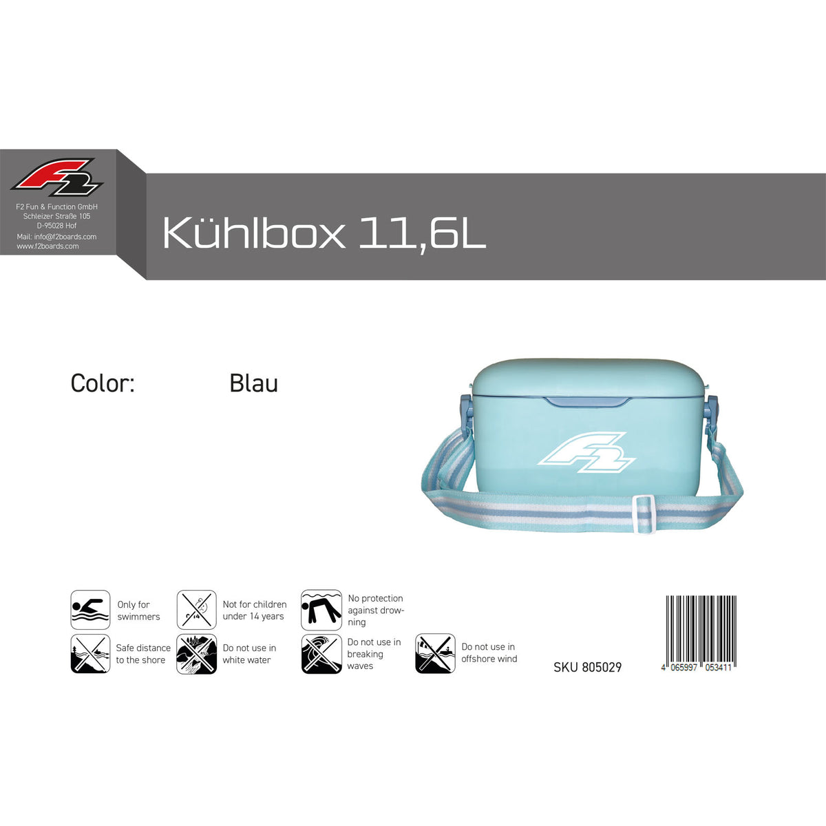 F2  Kühlbox Klein Cool Box Kühltasche 11,6L Blau/Pink