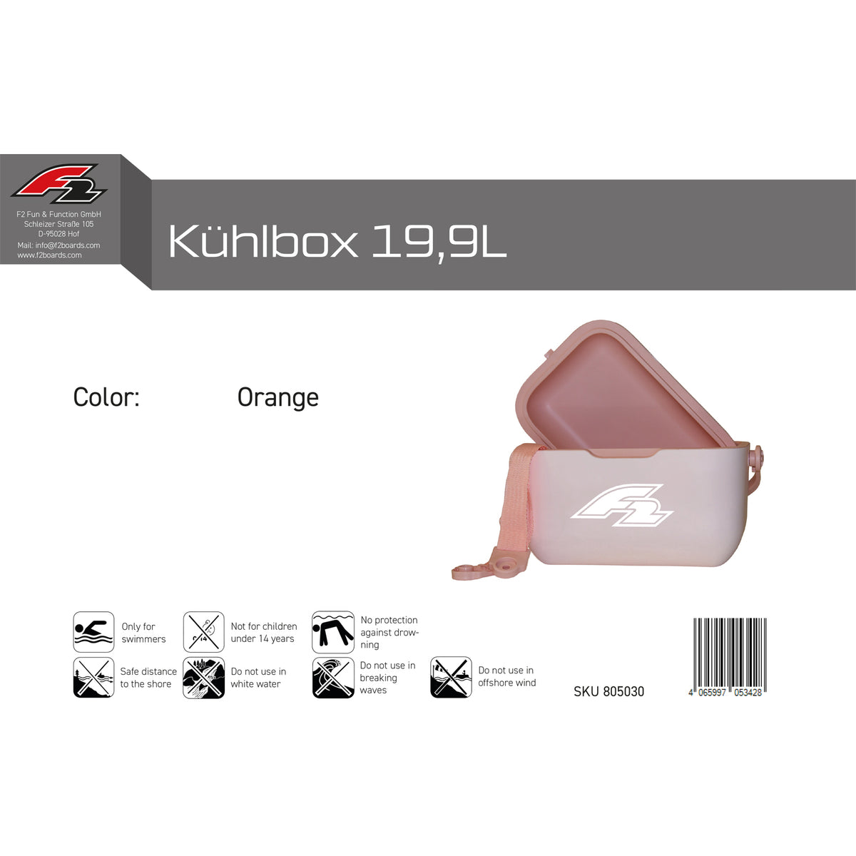 F2  Kühlbox Groß Cool Box Kühltasche 19,9L Orange