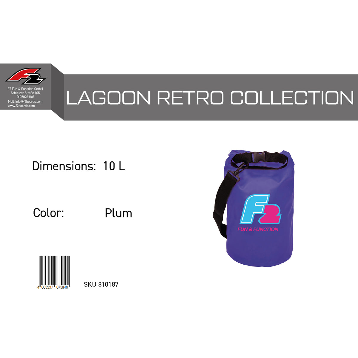 F2 Retro Lagoon Plum Dry Bag 10L Purple