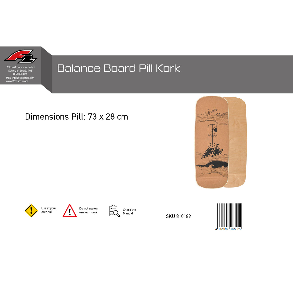 F2 Cork Balance Boards Balance Training Board Only - Model selectable