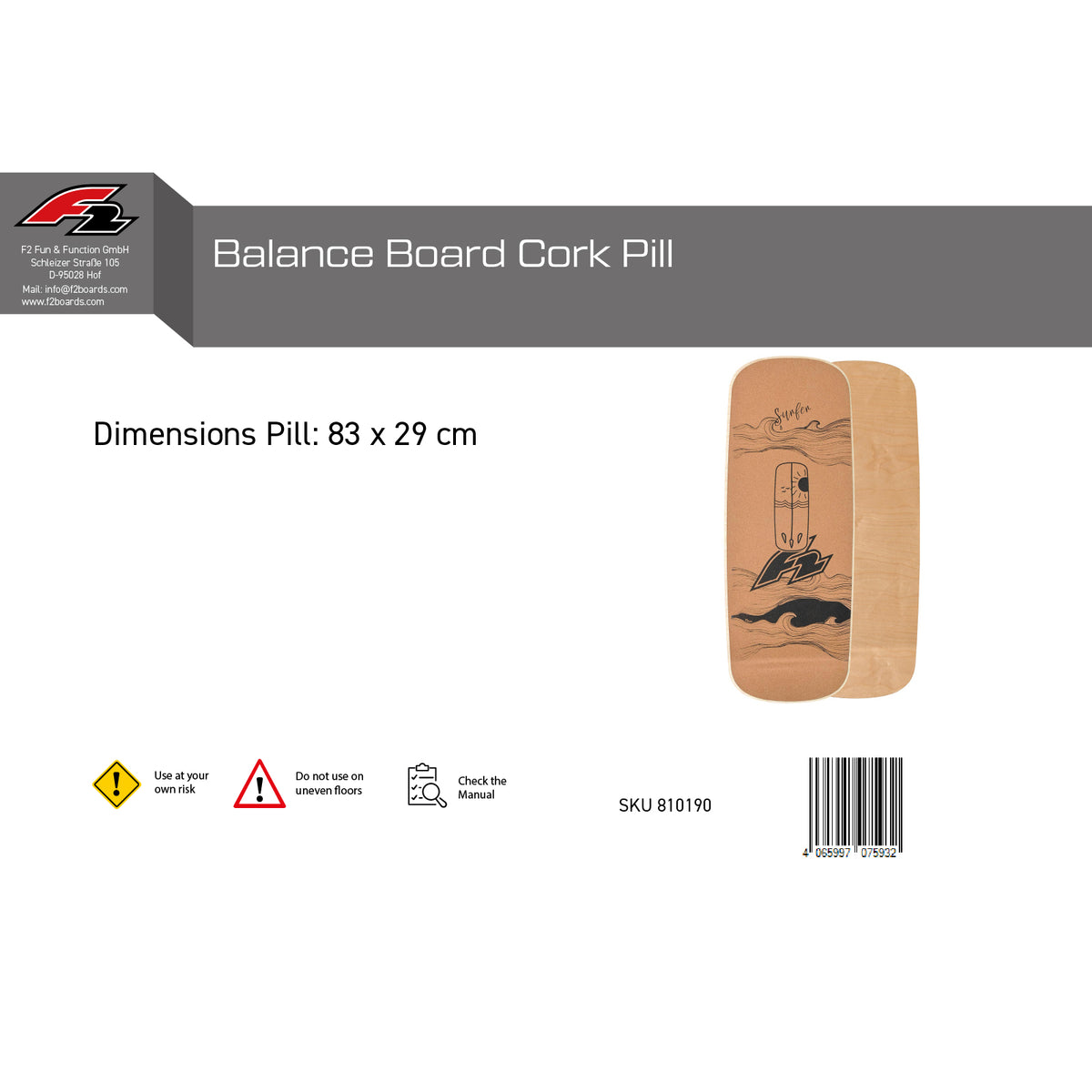 F2 Cork Balance Boards Balance Training Board Only - Model selectable