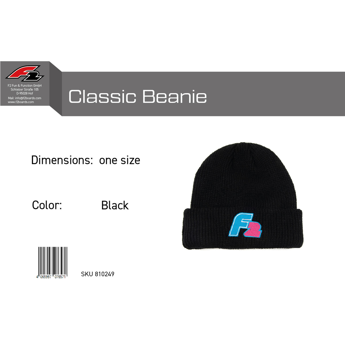 F2 Retro Classic Beanie One Size - color selectable