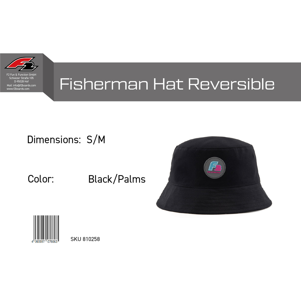 F2 Retro Fisherman Hat Reversible Hat - size/color selectable