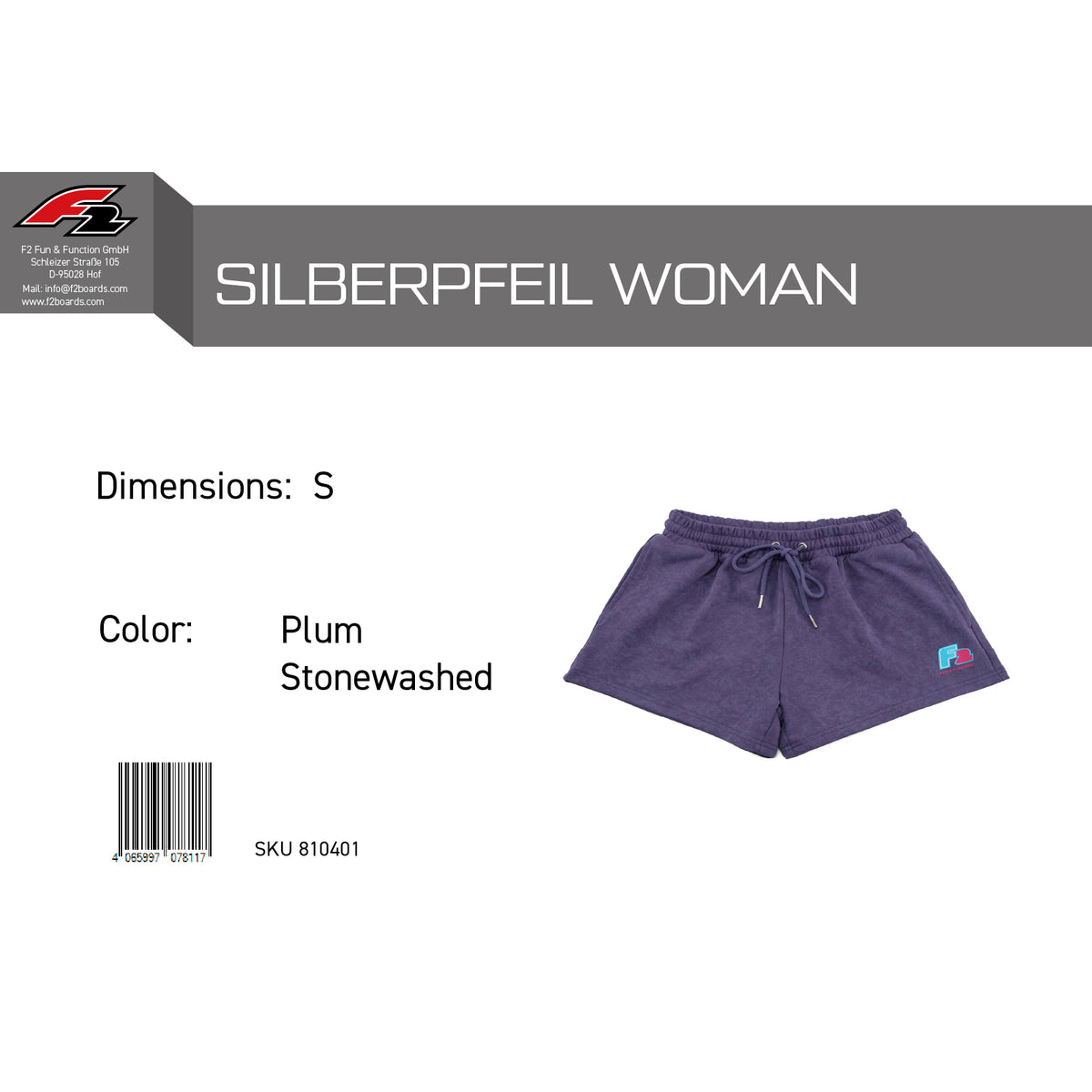 F2 Retro Silberpfeil Shorts Plum Stonewashed Women's Sweatshorts - Size selectable