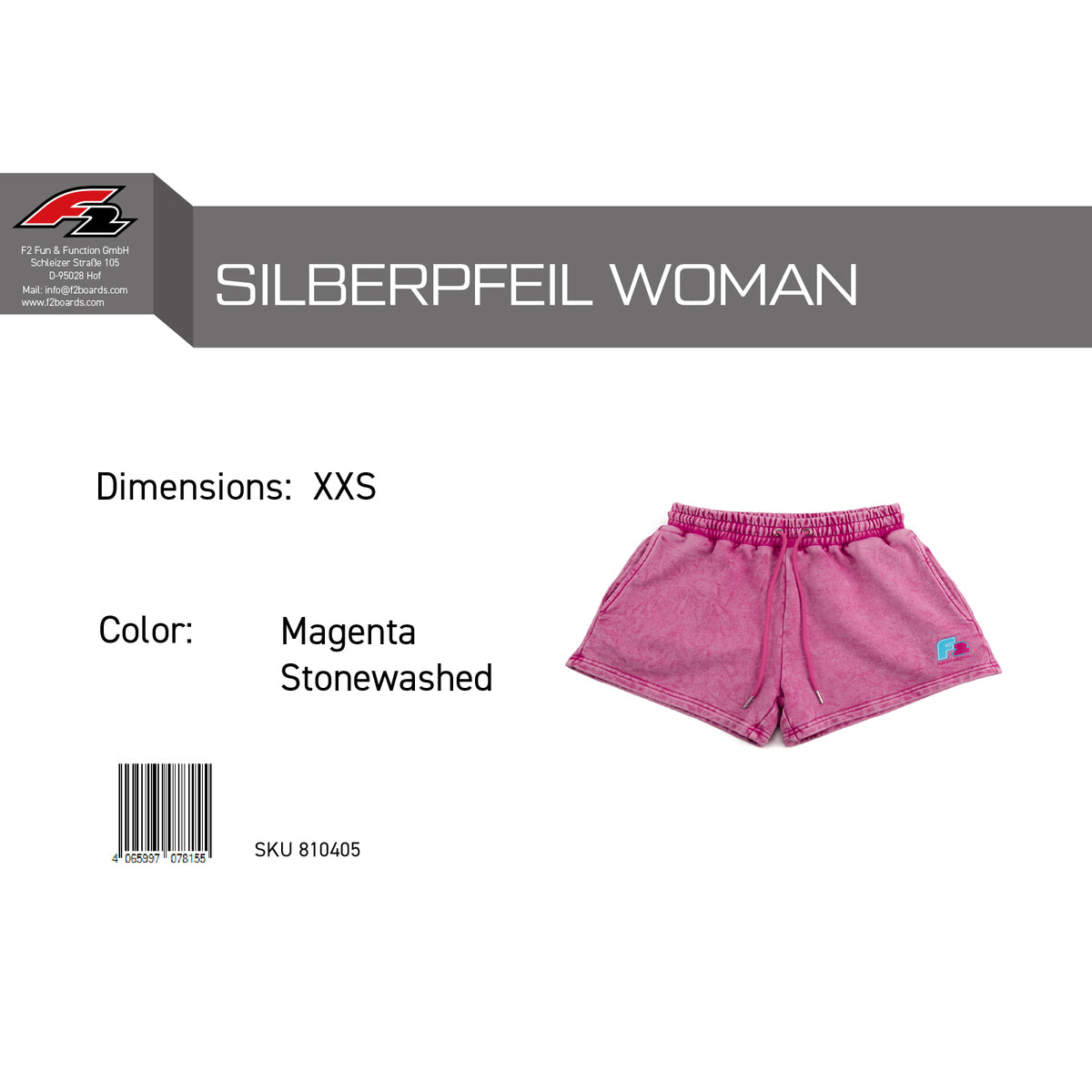 F2 Retro Silver Arrow Shorts Magenta Stonewashed Women's Sweat Shorts - Size selectable
