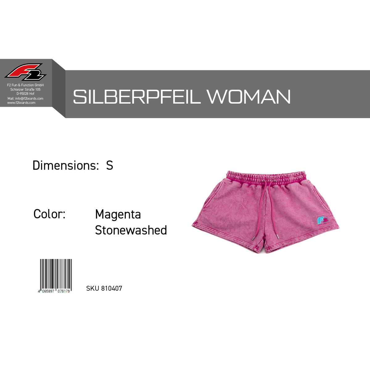 F2 Retro Silver Arrow Shorts Magenta Stonewashed Women's Sweat Shorts - Size selectable