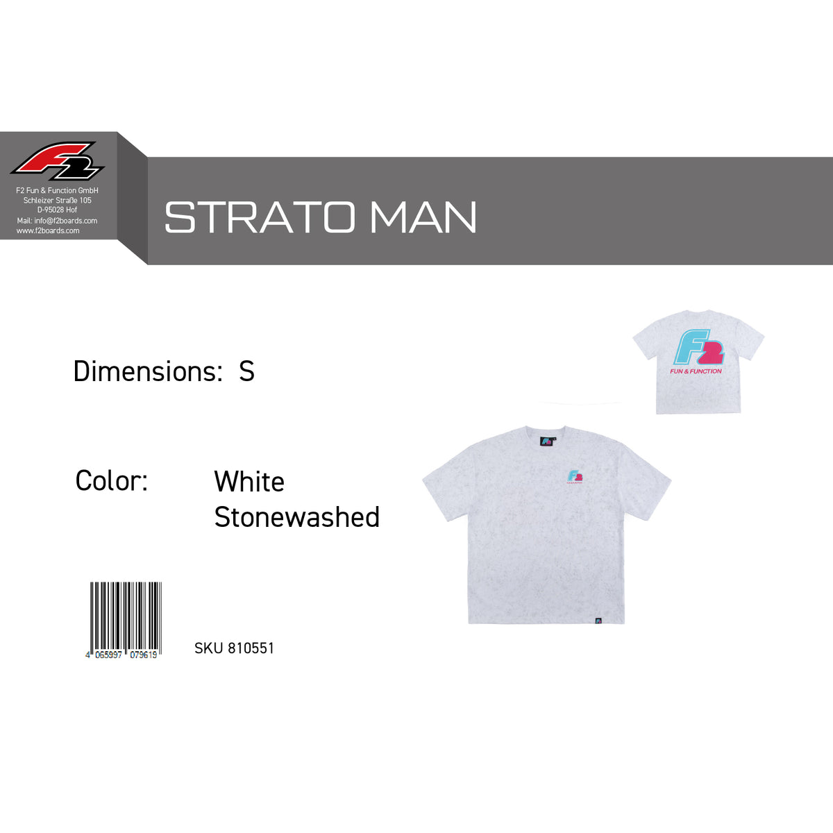 F2 Retro T-Shirt Strato White Stonewashed Unisex Tshirt Weiss - Größe wählbar