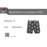 F2 Retro Boardshorts Classic Palms Allover Badeshorts Schwarz - Größe wählbar