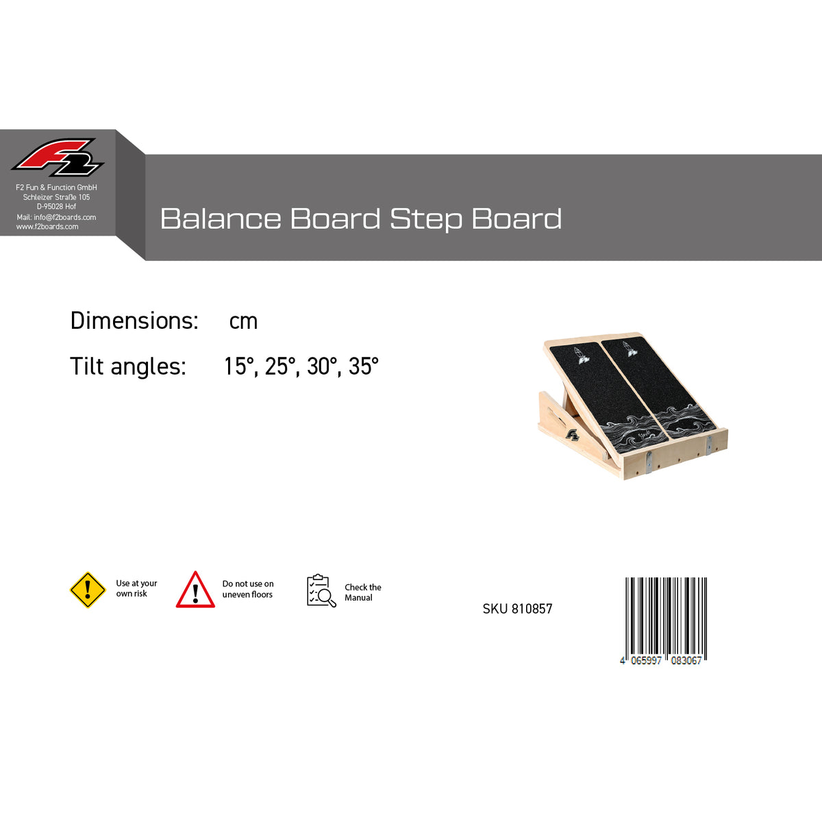 F2  Balance Board Step Board Multi Trainingsgerät Verstellbar  Holz