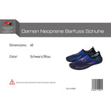 F2 Damen Neopren Schuhe Barfuss Schuhe Schwarz/Blau - Größe wählbar