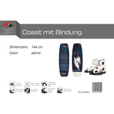 F2 Wakeboard Set Coast Petrol 144cm with Team Boot L/XL wakebinding