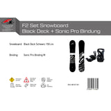 F2 Set Snowboard Blackdeck Schwarz + Sonic Pro Bindung - Komplettset Größen wählbar