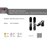 F2 Set Snowboard Blackdeck Schwarz + Sonic Pro Bindung - Komplettset Größen wählbar