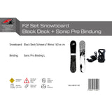 F2 Set Snowboard Blackdeck Schwarz/Weiss + Sonic Pro Bindung - Komplettset Größen wählbar