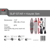 F2 Set Stand Up Paddle Board Star Grau  11,5 + Kajak Zubehör Paket