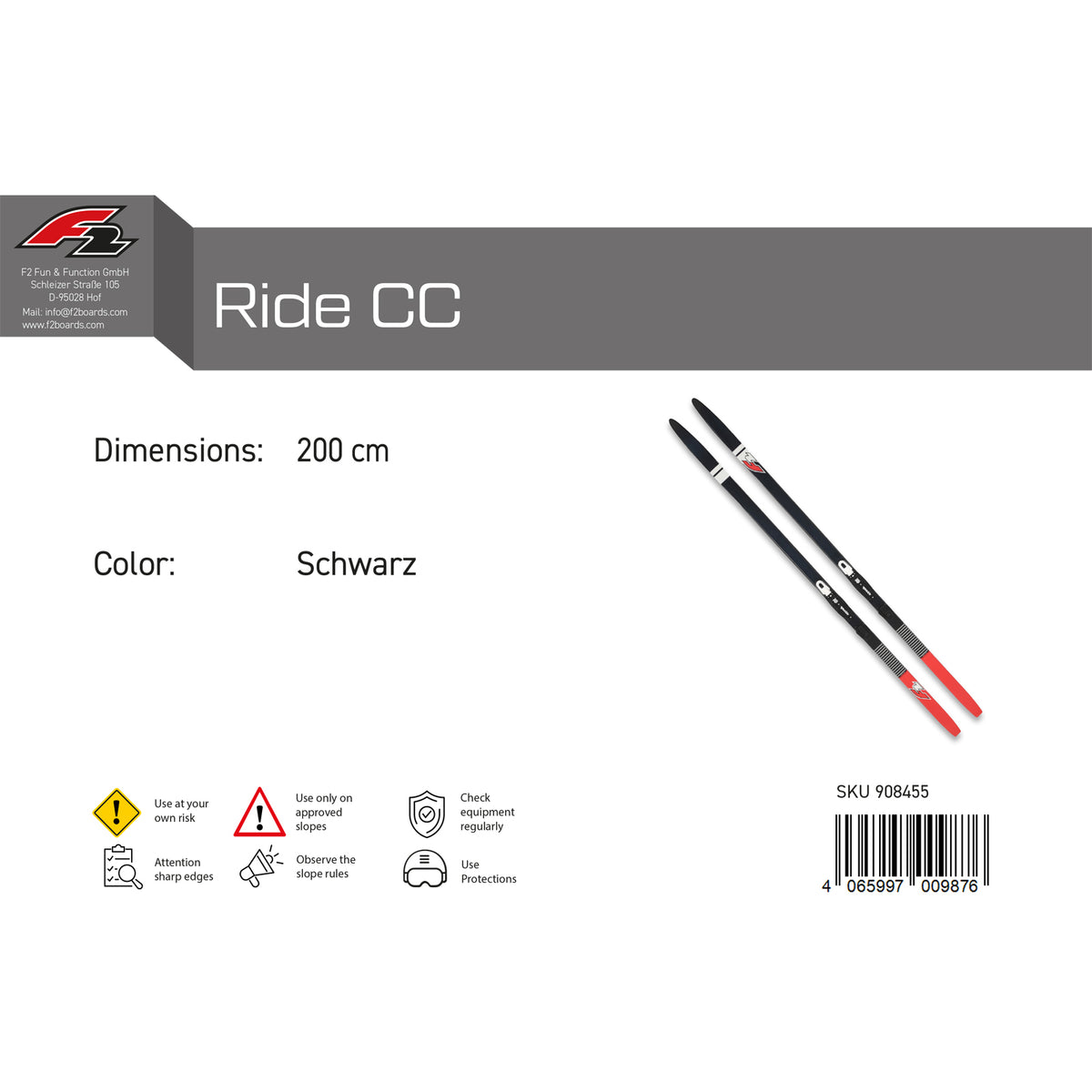 F2 Ski Ride CC 180-205cm adjustable size black