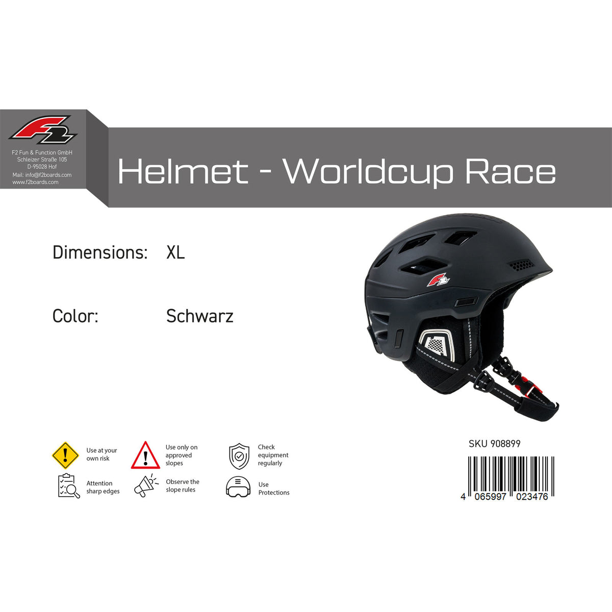 F2 Herren Snowboard Helm Helmet - Worldcup Race Farbe/Größe wählbar