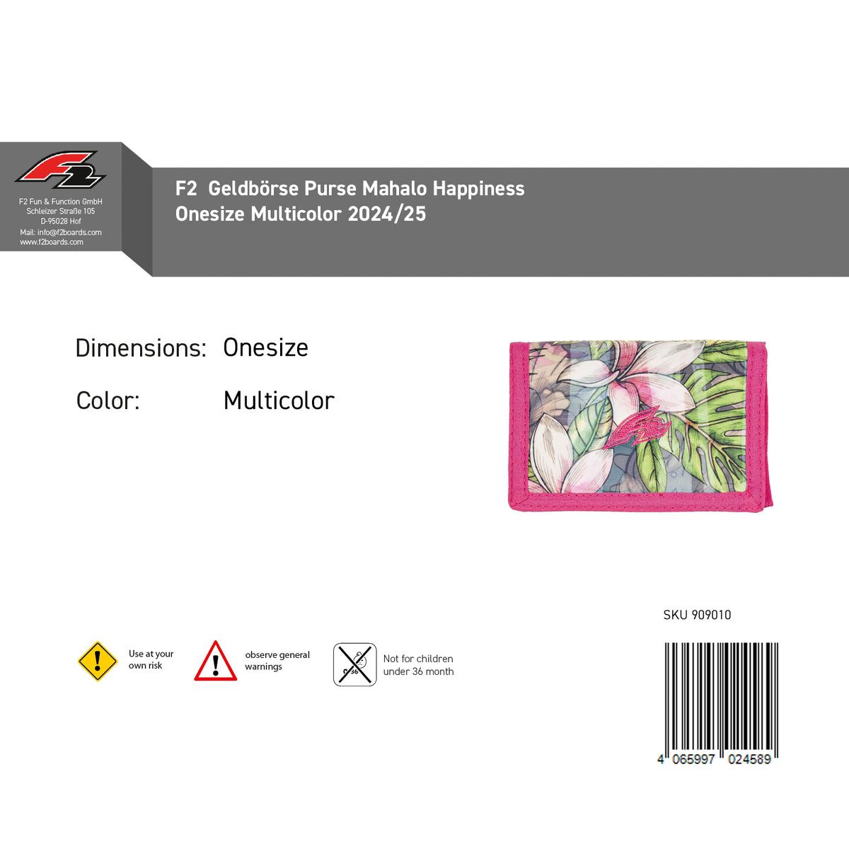 F2 Wallet Purse Mahalo One Size color selectable