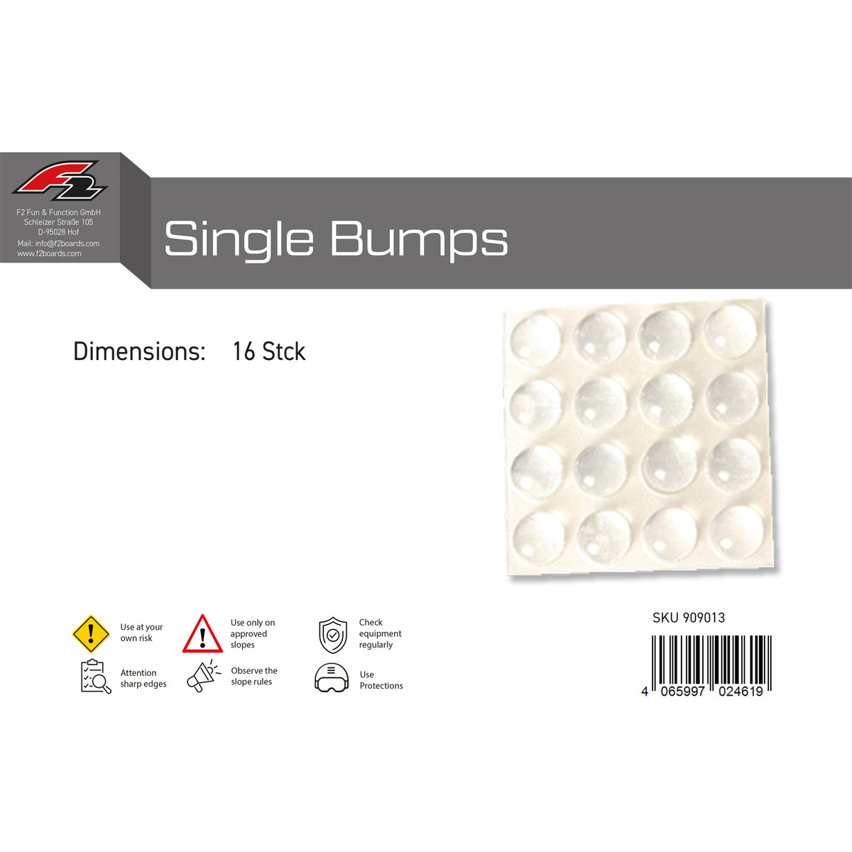 F2 Snowboard Pads Single Bumps 16 pieces