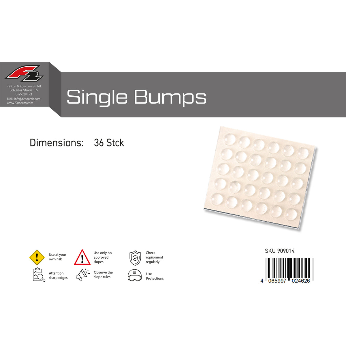 F2 Snowboard Pads Single Bumps 36 pieces