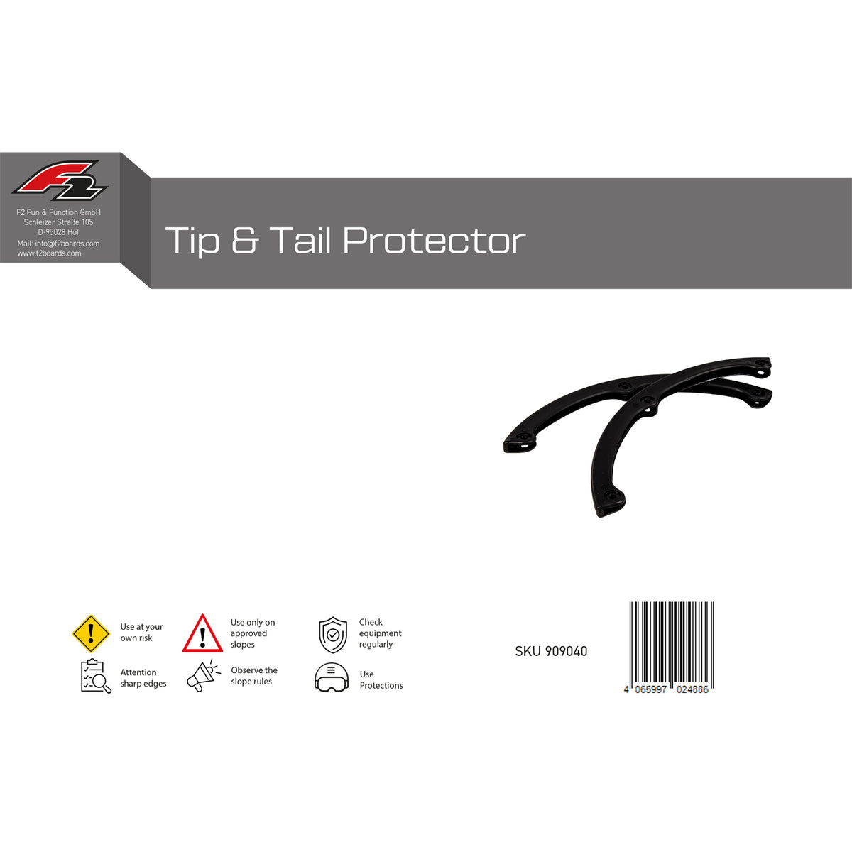 F2 Snowboard Accessories Tip & Tail Protector Edge Guard