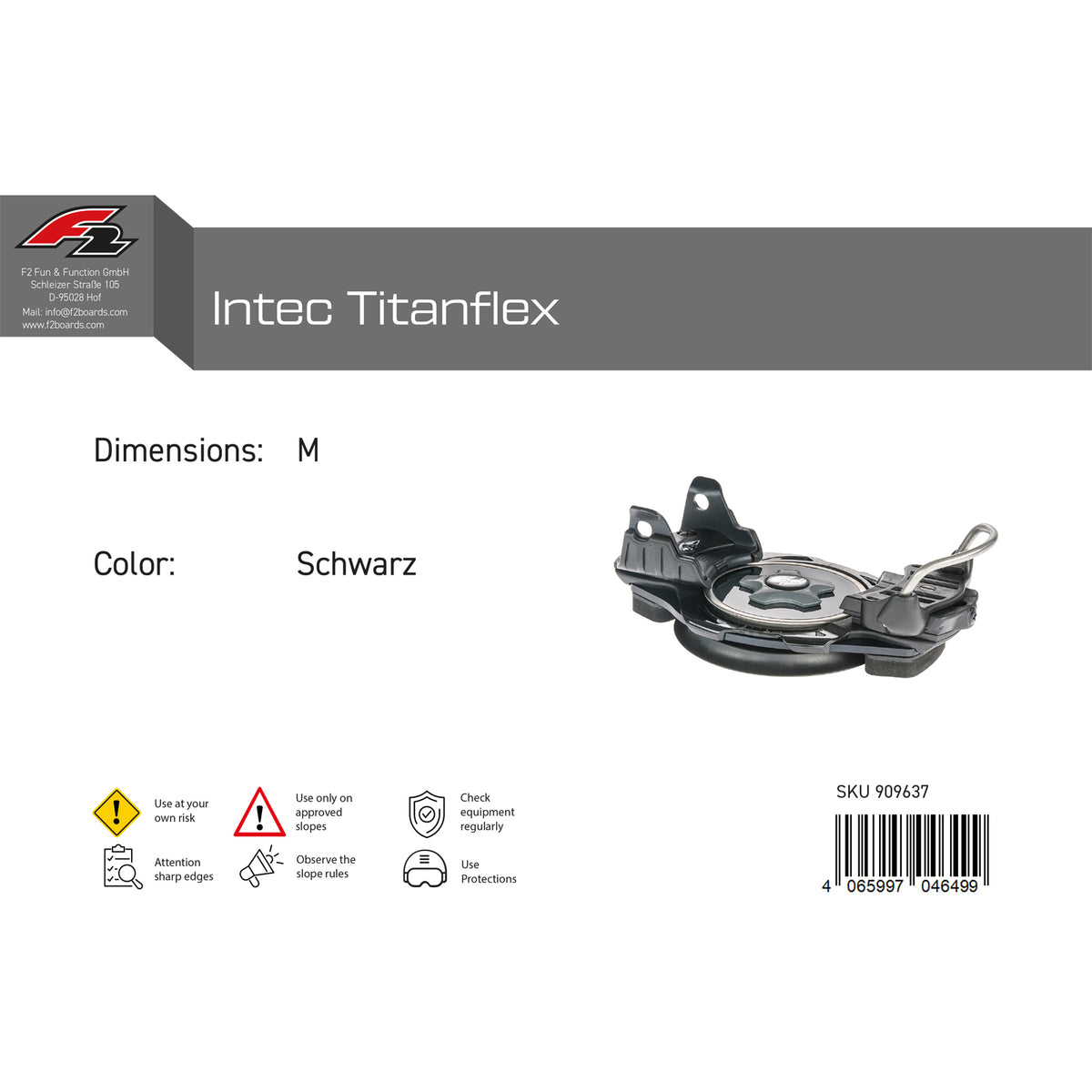 F2 Snowboard Plate Binding Intec Titanflex, color/size selectable