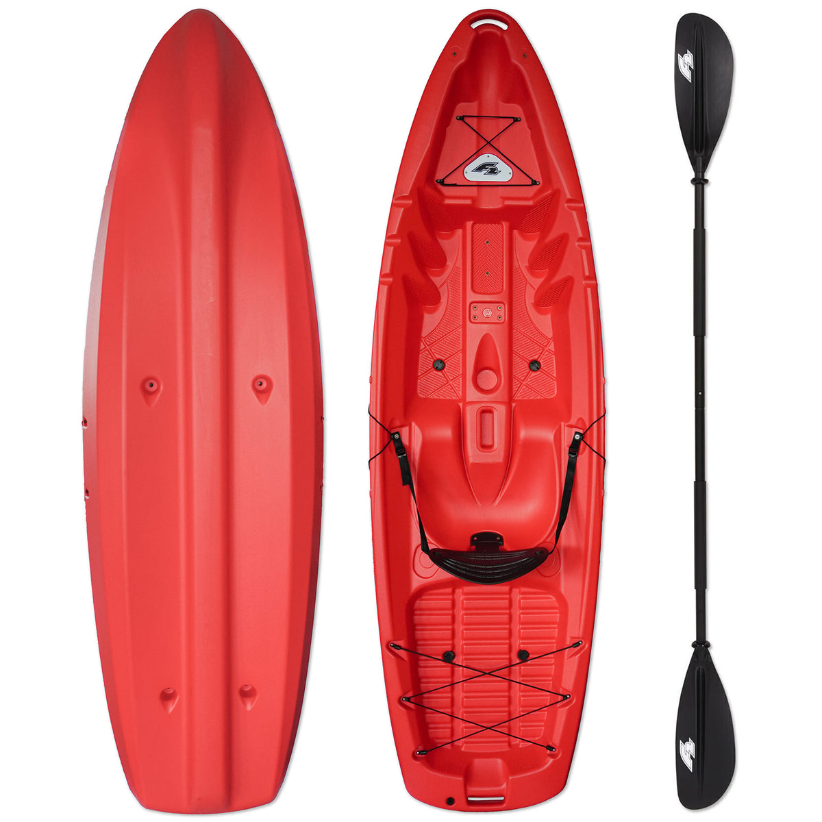 F2 Brand Axxis Kayak - 1-Seater Fishing Kayak with Paddle Red