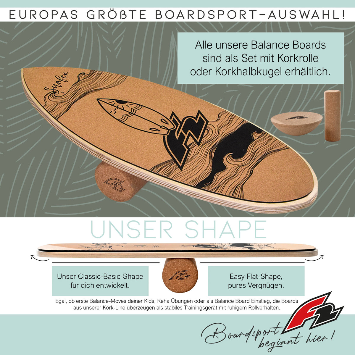 F2 Cork Balance Boards Balance Training Board Only - Model selectable
