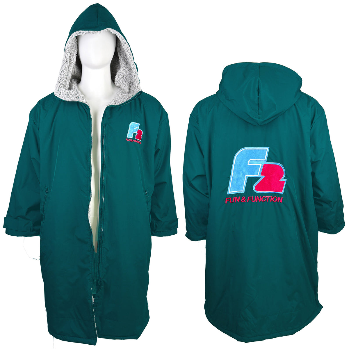 F2 Retro Surf Coat Unisex Poncho Jacket Petrol - Size selectable