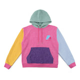 F2 Retro Rave Hoodie Multicolor Stonewashed Sweatshirt Pullover - Size selectable