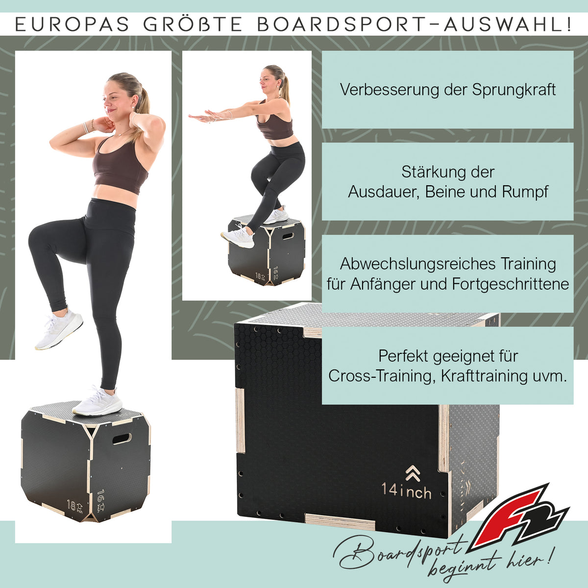 F2 Balance Board Jump Plyobox 41x36x31cm Black
