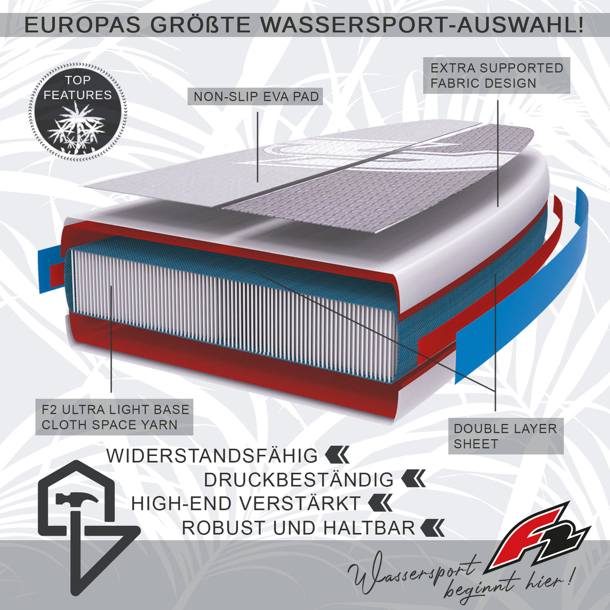 F2 SUP Stand Up Paddle Board Free - Farbe/Größe wählbar
