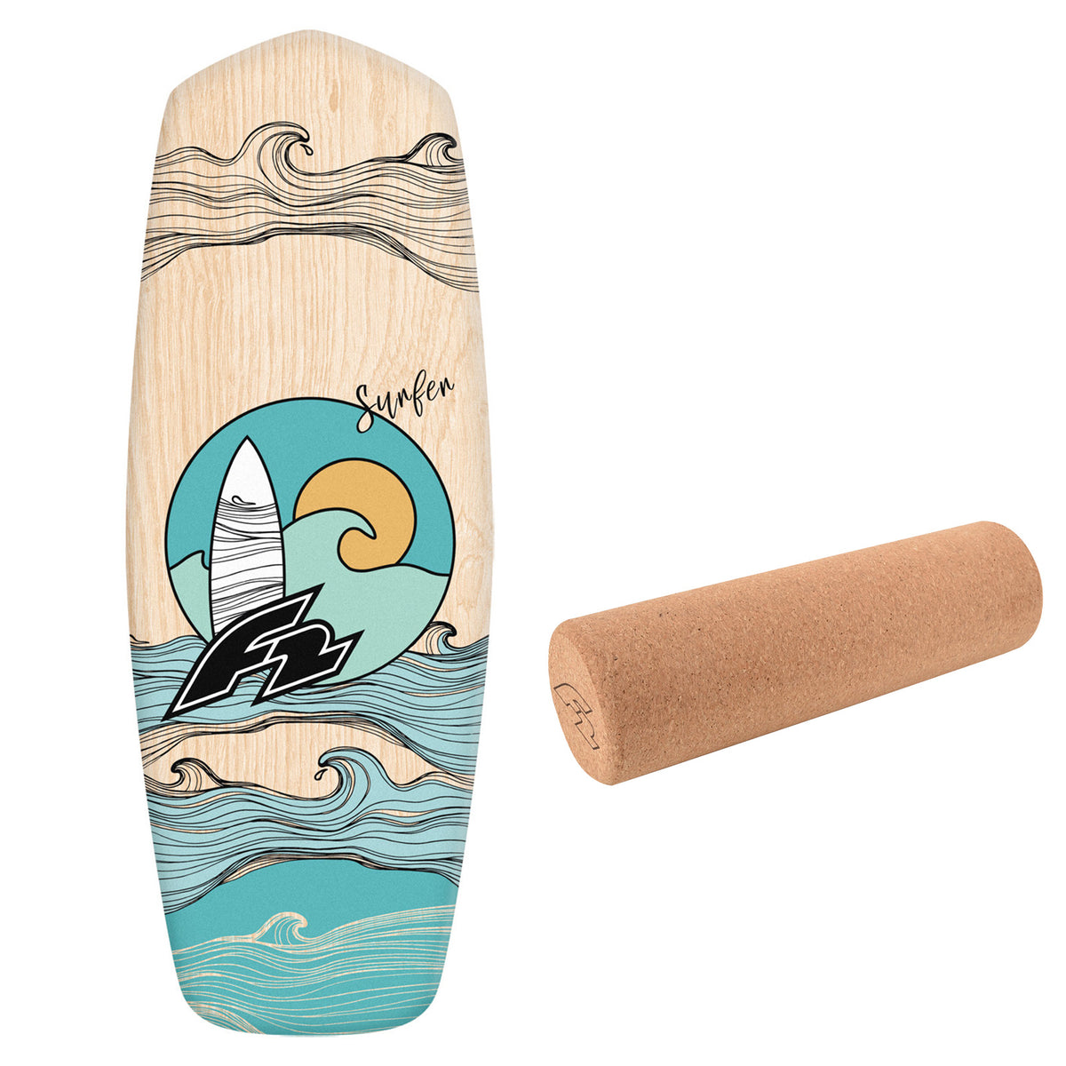 F2 Set Balance Board Tompstone 74x27cm mit Korkrolle