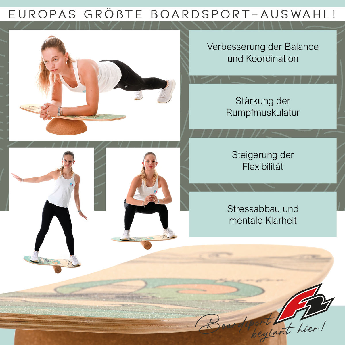 F2 Balance Board Set with cork roller complete set, model selectable
