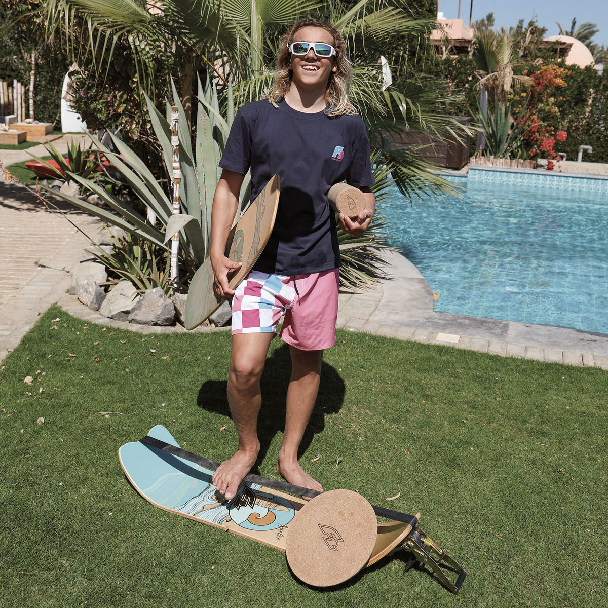 F2 Set Balance Board Surfer 87x32cm mit Korkrolle