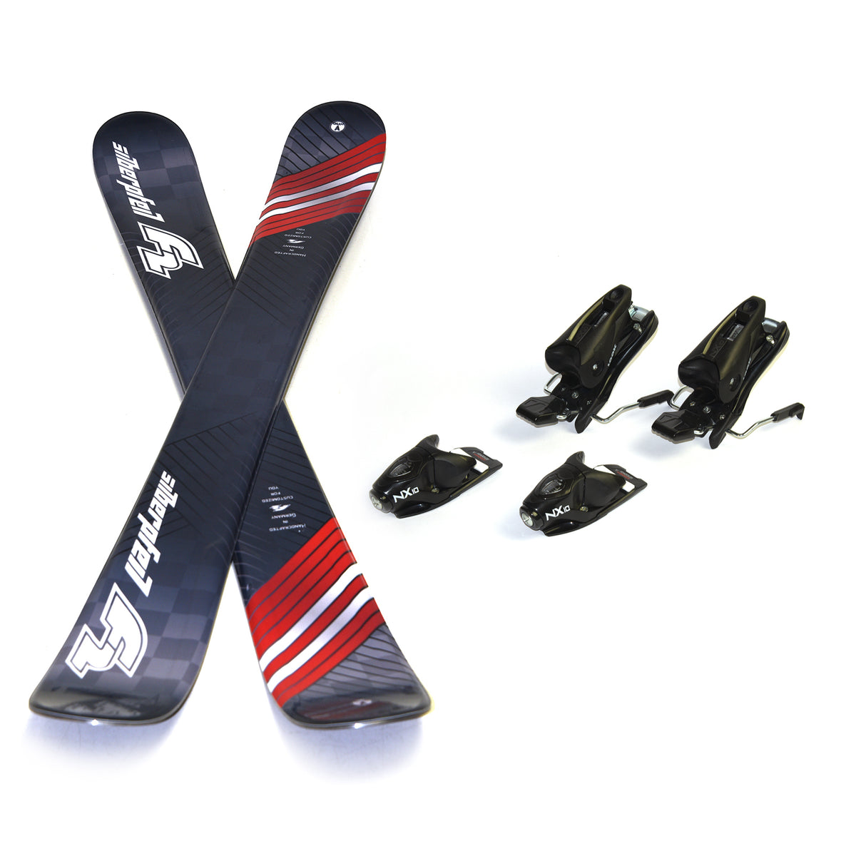 F2 Snowblades Silberpfeil 99cm Set with Safety Bindings Fun Skis Short Skis