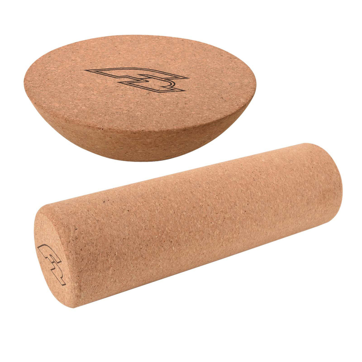F2 Set Balance Board Peanut 86x32cm mit Halbkugel + Korkrolle