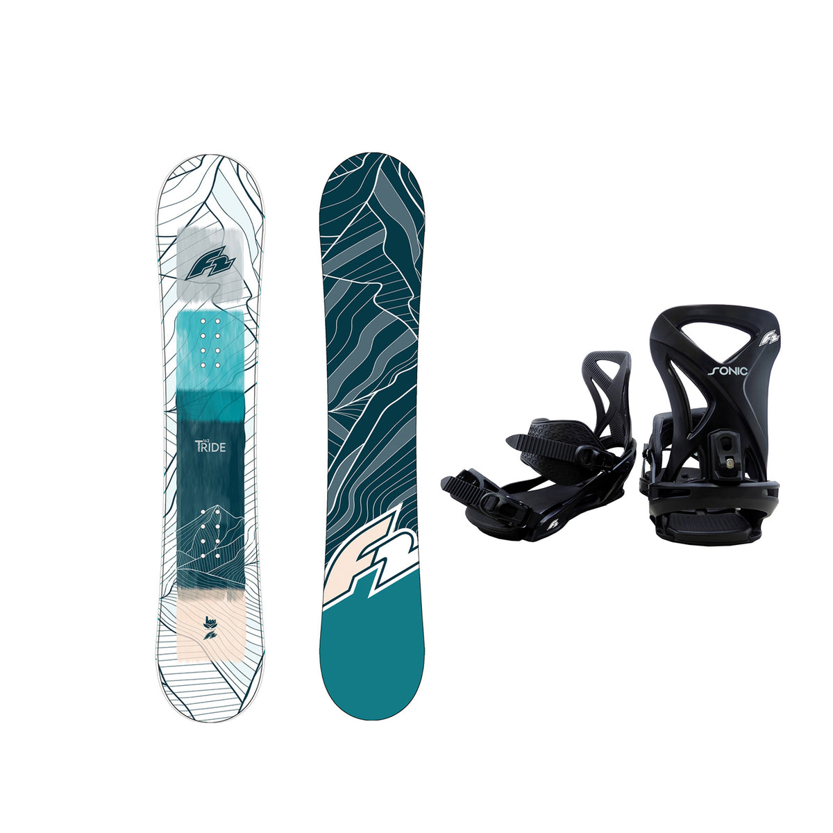 F2 Set Snowboard T-Ride Wood Weiss 157cm + Sonic Pro Bindung L