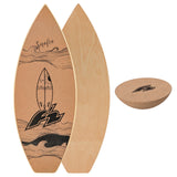 F2 Set Kork Balance Board Surf Flat Shape 84x31cm + Halbkugel