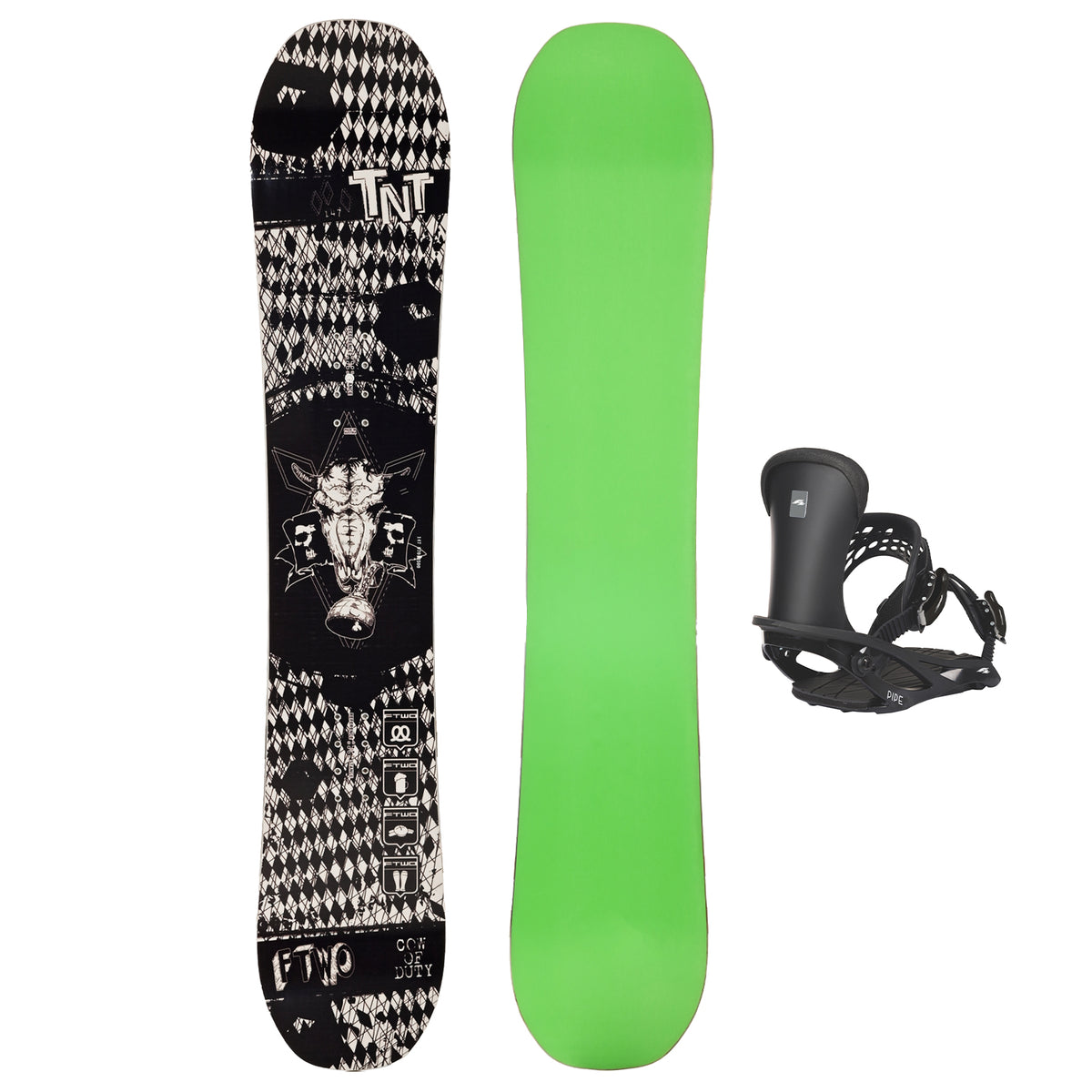 FTWO Snowboard Set TNT Black Death Black 147cm with Binding M Sale