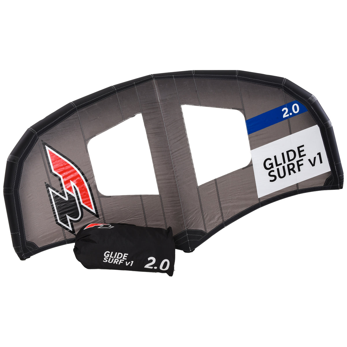 F2 Wing Glide Surf v1 Stiff Handle 2-7sqm size selectable black