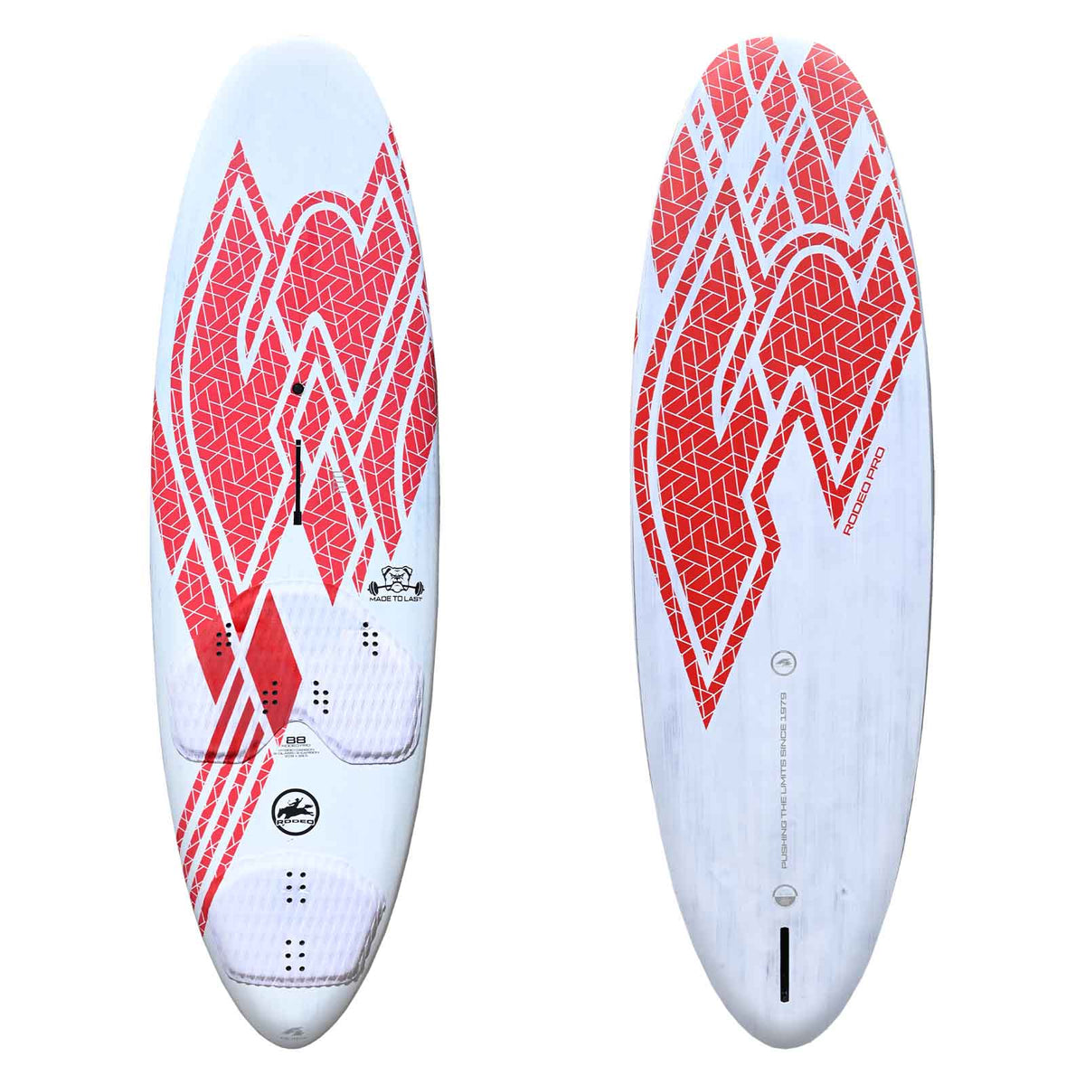 F2 Rodeo Pro windsurfing board 80-104L, size selectable, white/red