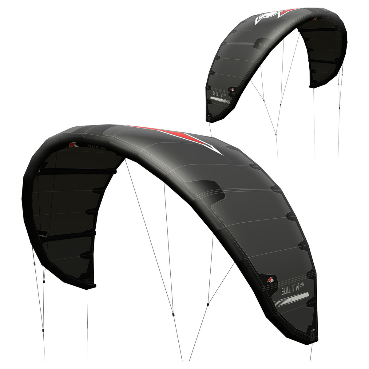 F2 Kite Bullit  7-15qm Größe wählbar Schwarz